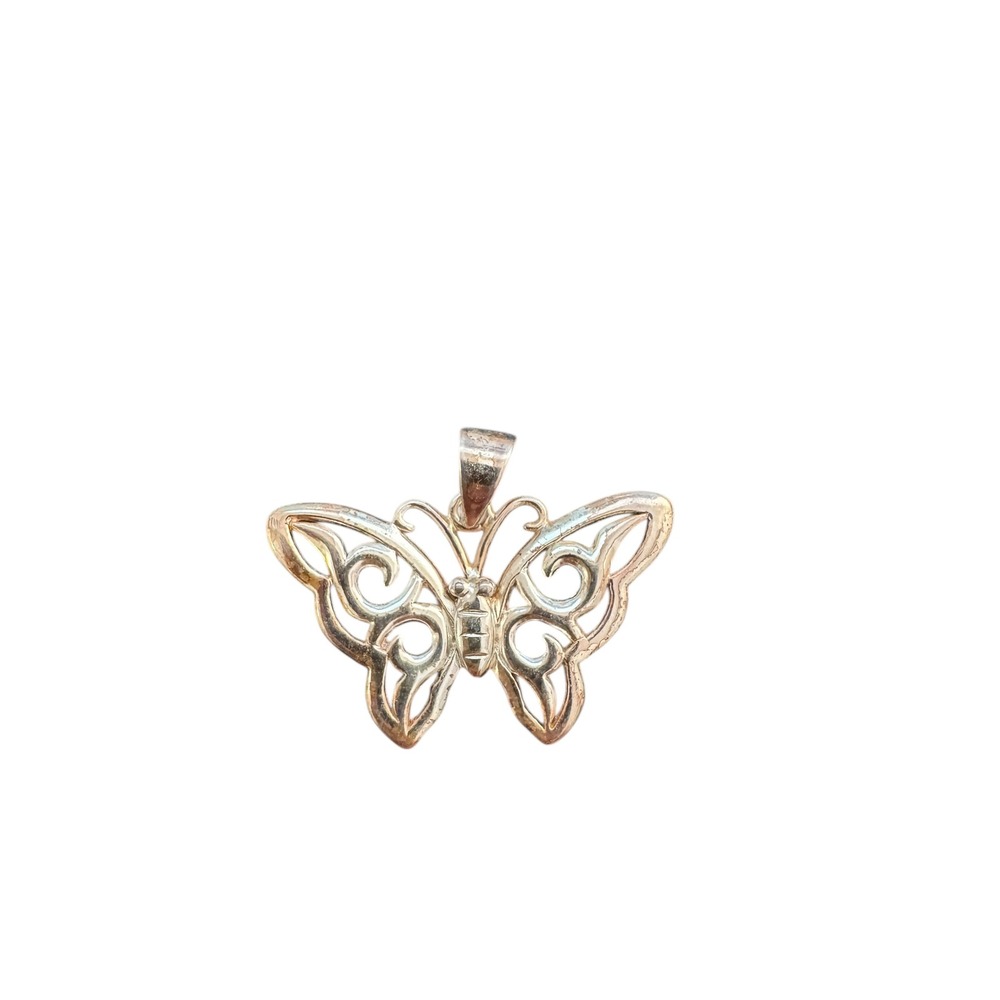 Silver 925 Stamped Butterfly Pendant Charm Insect Jewelry